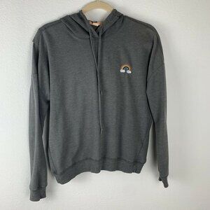 Rebellious One Women's L Gray Rainbow Lightweight Hoodie LGBTQ+ Pride